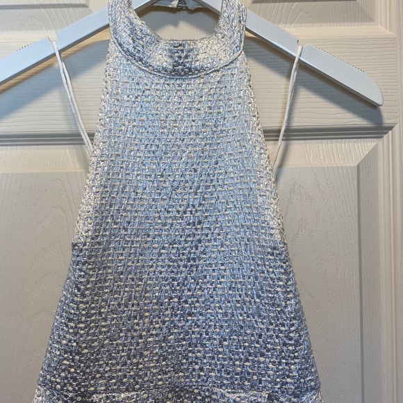 Alice + Olivia Sparkly Silver Halter Dress - Picture 3 of 8